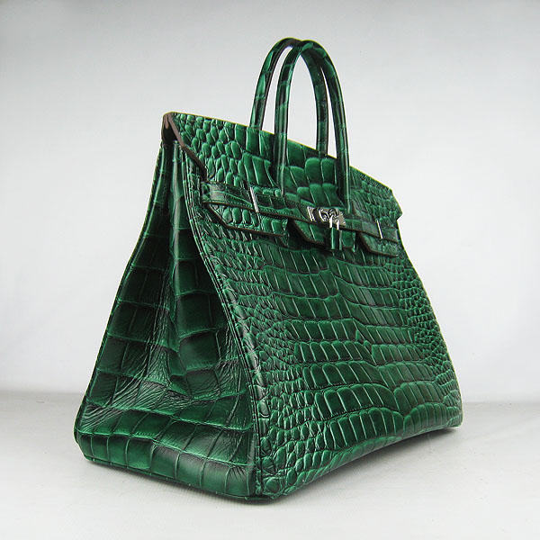 Replica Hermes Birkin 40CM Crocodile Veins Leather Bag Dark Green 6099 Online